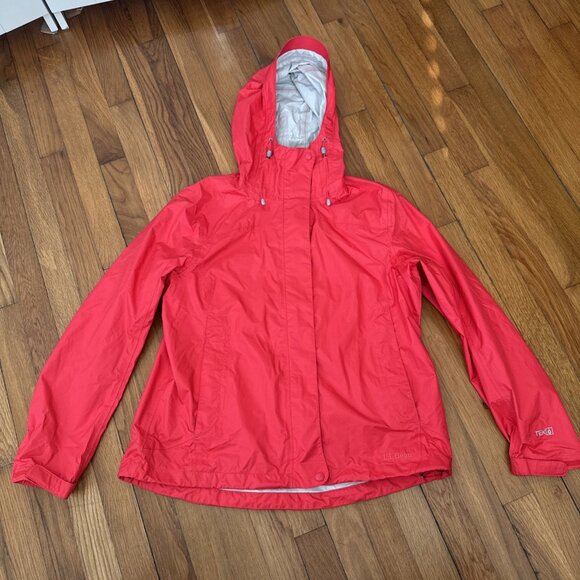 LL Bean TEK Rain Jacket Hooded Full Zip Women’s Red Size Medium P - Picture 1 of 7
